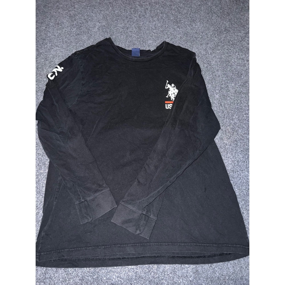 US Polo Assn Mens 2XL Black Long Sleeve Cotton Graphic T-Shirt USPA Logo